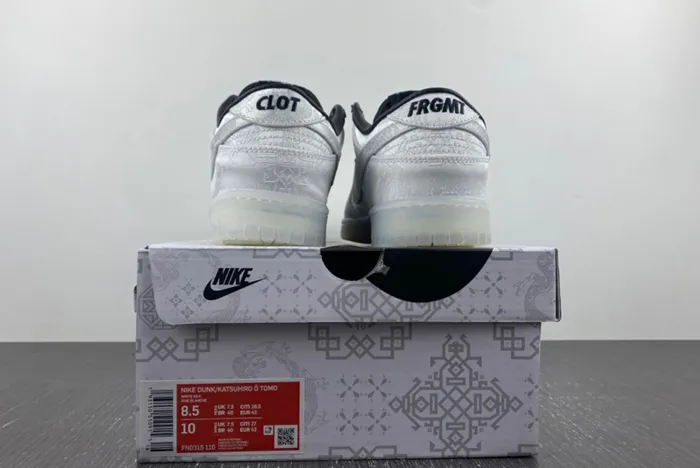 CLOT fragment Nike Dunk Low Colorway White/Black FN0315-110